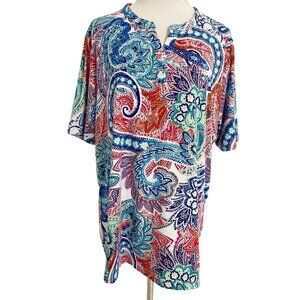 WinterSilks XL Top Blouse Colorful Paisley